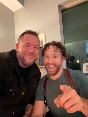 JJ and a guest indoors