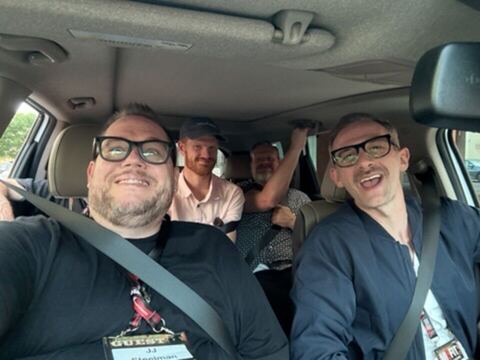 JJ and friends in a car